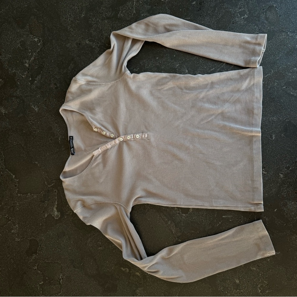 Tan Fitted Button Down Polo Shirt